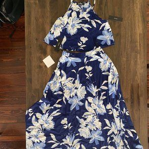 Lulu's Floral Print Two-Piece Maxi Dress